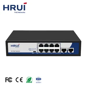 HRUI 120W100M 8端口VLAN AI PoE交换机，带PoE看门狗，用于CCTV IP摄像机