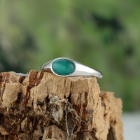 Bague Chevalière Minimaliste en Acier Inoxydable avec Cabochon Ovale Opale Rose, Verte, Blanche, Bleue, Turquoise, Œil de Chat, Or, Argent – Bijoux Unisexe
