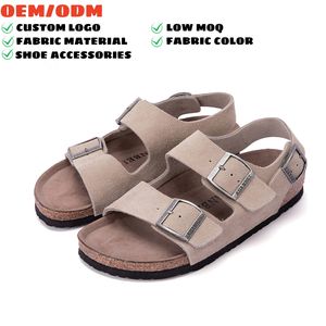 Zapatillas planas de gamuza de vaca de alta calidad para <span class=keywords><strong>mujer</strong></span>, <span class=keywords><strong>dos</strong></span> correas suave con tendencia de moda, botón, zueco, plataforma, estilo transpirable - Product Image 1