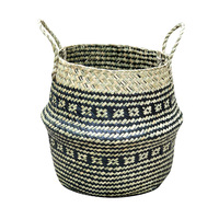 Panier à fleurs pliable en jonc de mer tressé à la main, écologique, pour l'extérieur, décoration de jardin, organisateur de jouets et de linge, rangement polyvalent