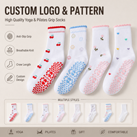 Chaussettes de Pilates antidérapantes à motif personnalisé, respirantes, avec soutien de la voûte plantaire, en mélange de coton, semelle antidérapante pour femmes, fitness, studio, gym