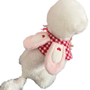 Cute Plaid Rabbit Cape For Pets Red Lattice Pattern Decorative Bib All Seasons Pet <b>Clothes</b> - Product Image 4