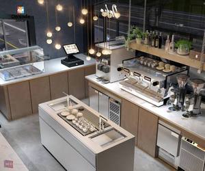Diseño Interior Moderno para Cafetería con Barras de Bar LED Personalizadas y Muebles de Exhibición Ecológicos para Cafeterías - Product Image 4