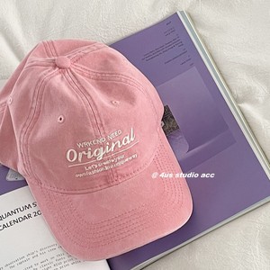 Washed Cotton <b>Baseball</b> <b>Cap</b> Embroidered Letter Design For Women Large Head Circumference Korean Style Soft Top Hat - Product Image 5