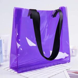 Commercio all'ingrosso di alta qualità viola Pvc riutilizzabile spiaggia estiva impermeabile Tote Bag da viaggio facile da pulire borsa da stadio - Product Image 1