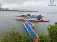 Plateforme flottante modulaire en HDPE Hisea Dock, système de ponton robuste avec charnières pour yacht, marina, pont flottant, parc aquatique