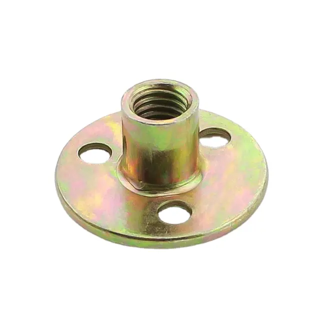 Fixed Galvanized Steel Furniture Insert Round Base with Triangle Hole T-Nut