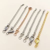 Chaîne d'extension personnalisée en acier inoxydable plaqué or PVD avec fermoir mousqueton pour bracelet - Apprêts de bijouterie