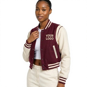 Custom <b>Women</b> PU Leather Varsity <b>Jacket</b> Letterman Baseball <b>Bomber</b> <b>Jacket</b> Vintage Embroidered Streetwear Cropped Outerwear 2026 - Product Image 2