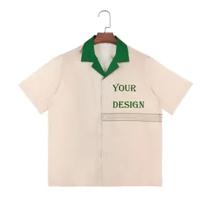 Custom Cuba Collar Designer Printed Or Solid Camp Poplin Bowling Shirts For Men