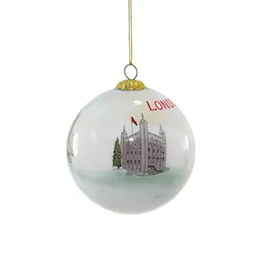 Promotional Products Custom Logo DIY Christmas Tree Decoration Glass Hanging Ornament Balls