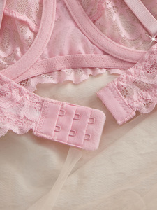 Pink Floral Lace Womens Intimates <b>Sexy</b> Lingerie <b>Set</b> Sheer Mesh Underwire Bra and Thong <b>Set</b> Elegant Womens Underwear <b>Set</b> - Product Image 5