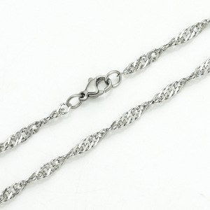Collares de Cadena de Acero Inoxidable Antideslustre de 2mm con Diseño de Onda de Agua, Cadenas Largas de Oro de 18k, Diseños de Moda, Collares de Cadena Estilo Singapur - Product Image 1