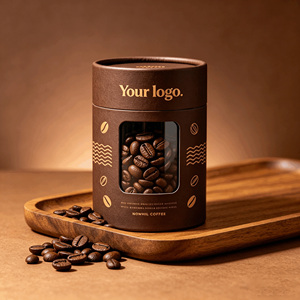 Tube en papier kraft écologique et recyclable personnalisé pour l'emballage du café avec couvercle personnalisé, estampage à chaud et finition invisible - Product Image 5