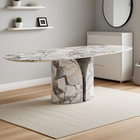 Vente en gros de table ovale moderne de qualité supérieure Table de salon décontractée Table de salle à manger tendance en marbre