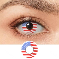 Lentes de Contacto de Color Extravagantes Blancas, Lentes de Contacto Multicolores para Cosplay, Lentes de Contacto con Diseño de Bandera