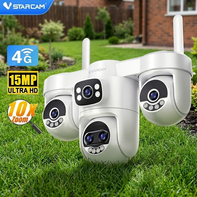 Vstarcam CG623ZF 15MP 4G Five Lens PTZ 10X ZOOM Wireless CCTV Outdoor Smart Home Security Camera with Motion Detection IP Camera