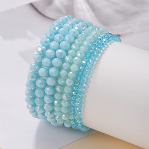Crystal Beaded Bracelet <b>Set</b> 7 Piece Faceted Elastic <b>Bangle</b> Women Bohemian Monochrome Jewelry Summer 2023 Yiwu Origin - Product Image 4