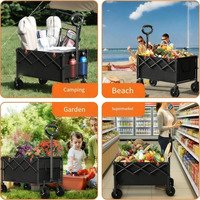 Chariot de courses pliable compact et portable, multifonctionnel, adapté aux courses, au camping, à la plage, au jardin et aux sports, 180L