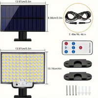 Lampes solaires d'extérieur 106 LED, projecteurs solaires à détecteur de mouvement avec télécommande, lampes murales de sécurité solaires LED du crépuscule à l'aube