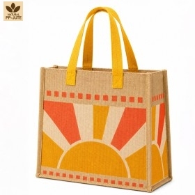 Heavy Duty Eco Friendly Jute Shopping Tote Bag Reusable Carry Bag for Supermarket Travel Work College and Daily Essentials - Product Image 3