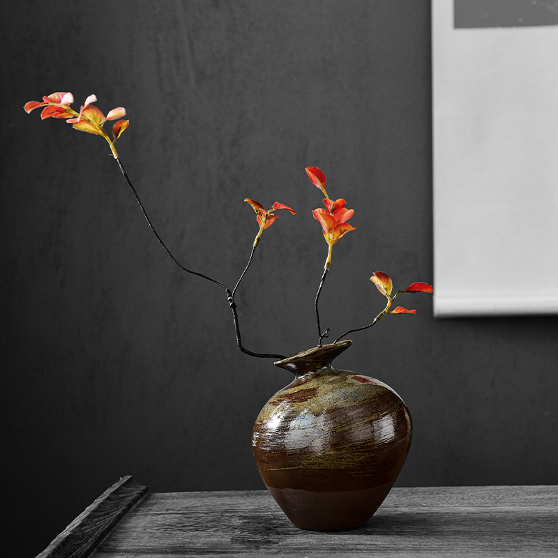 Japanese Antique Zen Flower Vase - Ceramic Tabletop Decor in 4