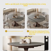 Table à manger extensible en bois massif, chaises, design minimaliste italien de luxe léger pour petites maisons, utilisation double ronde-carrée, pliable