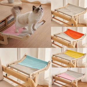 เปลแมวไม้ทรงสี่เหลี่ยมยกสูงสำหรับแมว วางข้างหน้าต่างหรือระเบียง ซักมือได้ ใช้ได้ทุกฤดู - Product Image 1