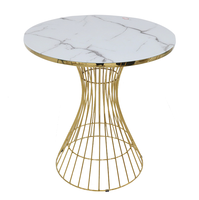 Table Basse Moderne et Simple pour Appartement Compact, Meuble de Loisirs avec Plateau en Marbre et Piétement Métallique pour Chambre à Coucher