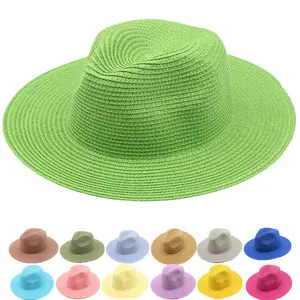 中国网上销售夏季彩色礼帽可折叠假日海边遮阳帽草帽