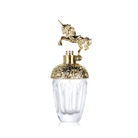 Envase de Vidrio Decorativo de Dos Tonos, 1.7oz/2.7oz, Fondo Grueso, Bomba Surlyn, Acabado Dorado, Botella de Perfumería Premium