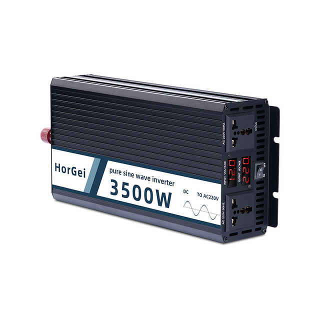 HORGEI Pure Sine Wave 3500W DC/AC Single Phase Inverter 12V 220V Solar Car Off-Grid System 600W 50/60Hz Home Motor Industrial