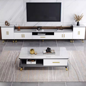 Hiện đại Tempered Glass TV Tủ Set TV đứng và Bàn cà phê Set hiện đại sang trọng - Product Image 3