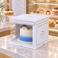 Boîte à gâteau personnalisée en PVC transparent recyclable, sans danger pour les aliments, avec couvercle en papier et ruban, emballage cadeau transparent de luxe, usine OEM ODM