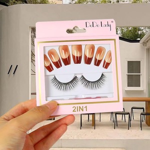 DoDo Lady – ensemble de faux ongles et cils 2 en 1, faux ongles naturels doux avec cils pour femmes, ensemble de beauté - Product Image 5
