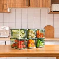 Organisateurs de Rangement de Cuisine et Garde-Manger, Boîte de Rangement Transparente Hermétique pour Réfrigérateur et Aliments, avec Couvercles et Poignées