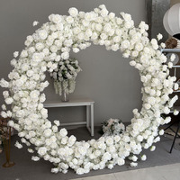 Arche de fleurs artificielles en gros, toile de fond circulaire, roses vertes en soie, pour célébrations, mariages et décorations de fête