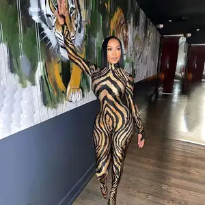 Salopette élégante en Jean Denim X léopard, grande taille, en tricot, moulante, longue, pour femmes, nouvelle collection 2021