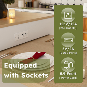 80-inch Expandable Modern Kitchen <b>Island</b> Dining <b>Table</b> MDF Countertop Power Outlet Mobile Storage Cart Cabinet 2 Drawers (White) - Product Image 3