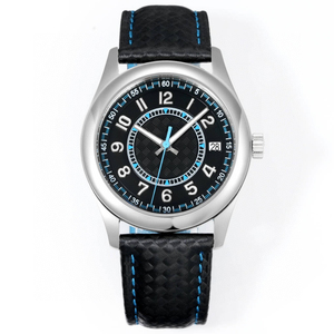 Montre-bracelet automatique haut de gamme pour homme 2026 HOT avec cadran texture carbone, aiguilles bleues accentuées, index lumineux et calendrier mécanique - Product Image 1