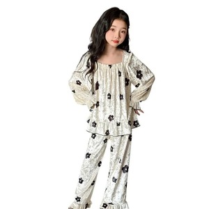 Conjunto de <span class=keywords><strong>Pijamas</strong></span> de Dos Piezas para <span class=keywords><strong>Niñas</strong></span>, Estilo Casual, Cuello Redondo, para Primavera y Otoño, Suave, para el Hogar - Product Image 1