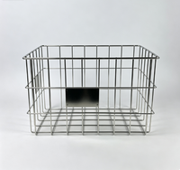 Panier de rangement rectangulaire en treillis métallique en acier inoxydable 304 avec plaque d'étiquetage, système de rayonnage mobile pour le stockage industriel et en cuisine