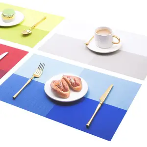 批发防水PVC餐垫餐桌方形交叉设计编织可洗餐垫