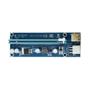 镀金Ver009S PCIE提升卡009s PCI Express 1X至16X扩展器6Pin电源60CM USB 3.0电缆，用于显卡