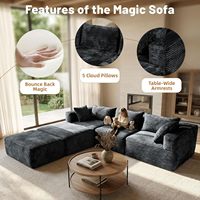Canapé modulaire sectionnel en velours côtelé en forme de U, convertible, avec 2 ottomanes, sièges profonds, compressé sous vide