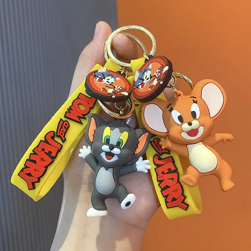 Chaîne en plastique de chat de dessin animé mignon souris populaire porte-clés personnalisé prix d'usine porte-clés