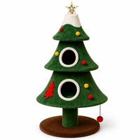 Arbre à chat multi-niveaux style Noël, structure d'escalade en peluche et sisal, griffoir, niche douillette pour chats d'intérieur