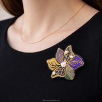 Broche Papillon Brodé à la Main de Luxe, Style Papillon Printanier Yunjin, Épingle Artistique en Brocart de la Marque Silkvivre pour Décoration Intérieure