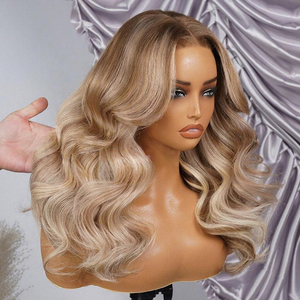 <span class=keywords><strong>Perruque</strong></span> Balayage Mèches Blond Cendré Cheveux Humains Ondulations Corps 6x5 Prête-à-Porter Sans Colle Perruques Blond 613 Sans Colle Pré-Décolorée Fournisseur de Perruques - Product Image 1