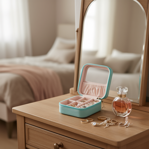 Portable Blue Mini Jewelry Organizer <b>Travel</b> Case for Rings Earrings Necklace <b>Bracelet</b> Bangle Women Girls (1 Pack) - Product Image 2